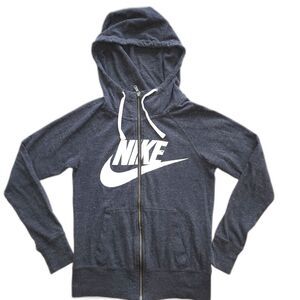 Nike Full Zipper Front Grey Hooded Sweatshirt Size XS